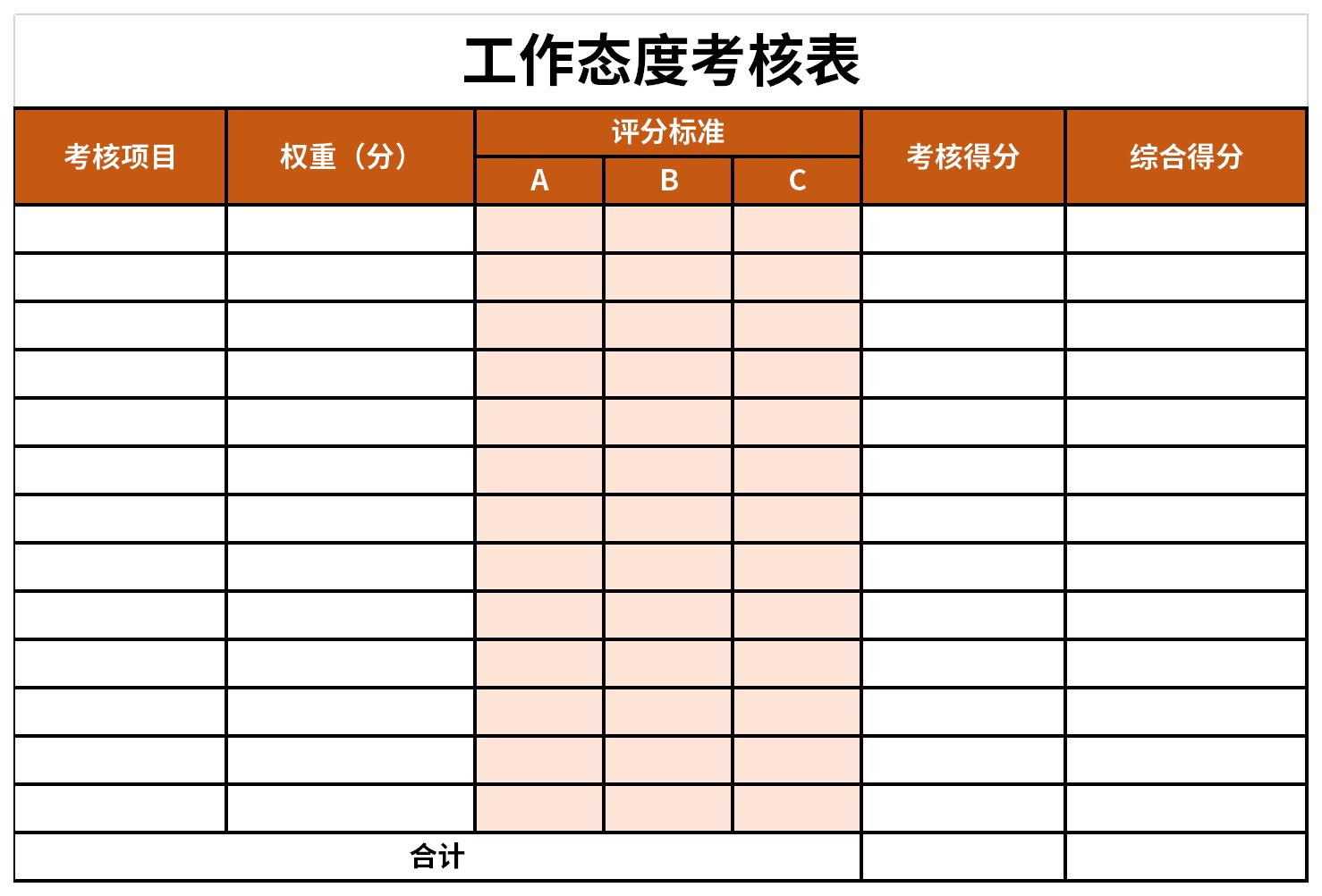 工作态度考核表