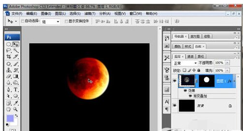 巧用photoshop打造红月亮的具体方法