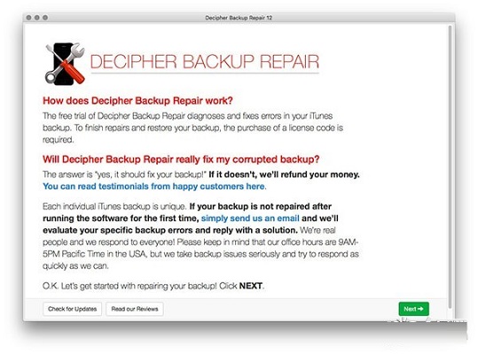 Decipher Backup Repair