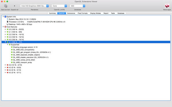OpenGL Extensions Viewer Mac