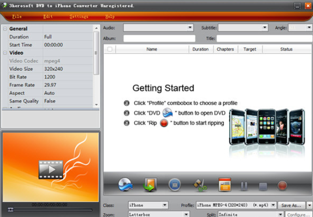 3herosoft DVD to iPhone Converter For Mac