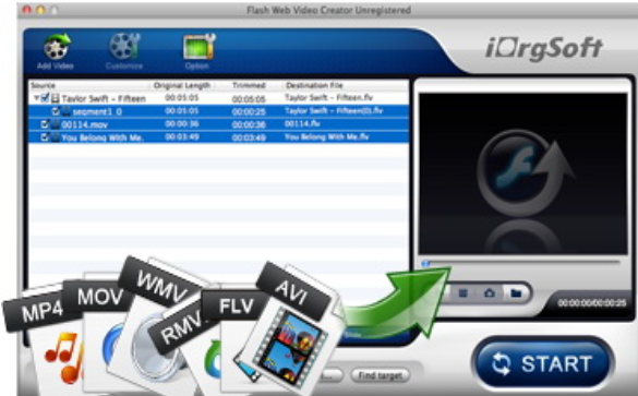 iOrgsoft Flash Web Video Creator for Mac