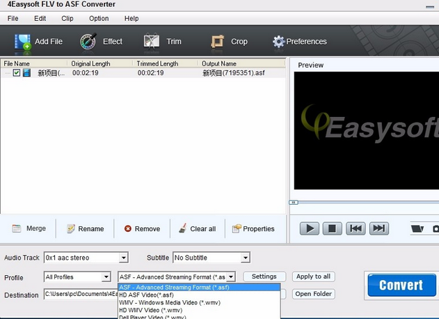 4Easysoft Mac FLV to ASF Converter