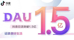 你也在玩抖音吗？抖音国内日活用户数达1.5亿以上