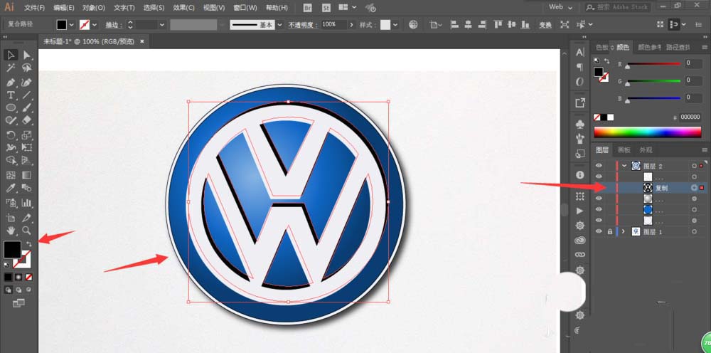 利用ai设计大众汽车的LOGO的方法分享