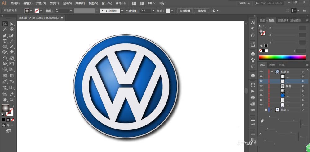 利用ai设计大众汽车的LOGO的方法分享