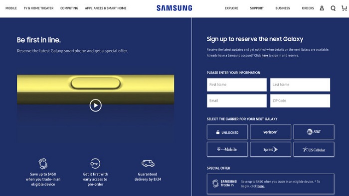 三星 Galaxy Note 9 美国开启预定:24日出货