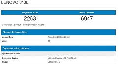联想骁龙850笔记本亮相跑分平台：单核2263，多核6947
