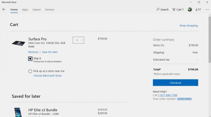 微软Microsoft Store上线购物车功能！