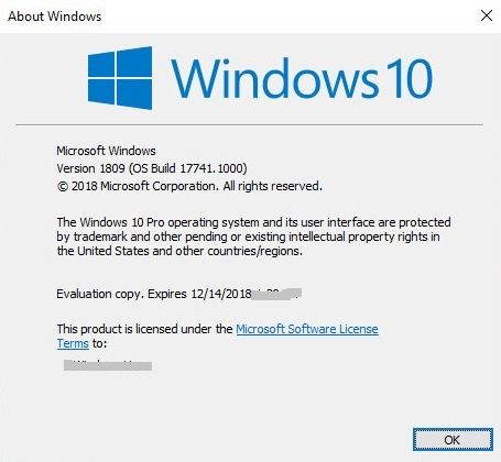 Windows 10 RedStone 5最终大版本号是Version 1809