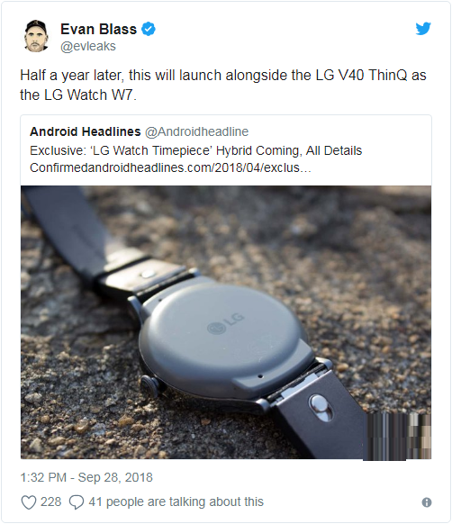 LG  V40 ThinQ不孤单，LG Watch W7或陪同亮相