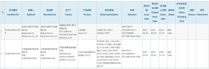 小米旗下三款全新产品获得3C认证