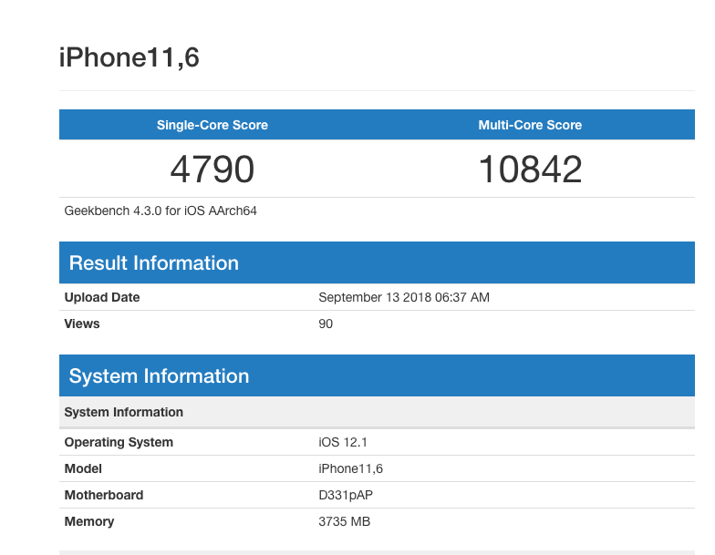 iPhone Xs A12 跑分数据曝光,单核性能领先 A11