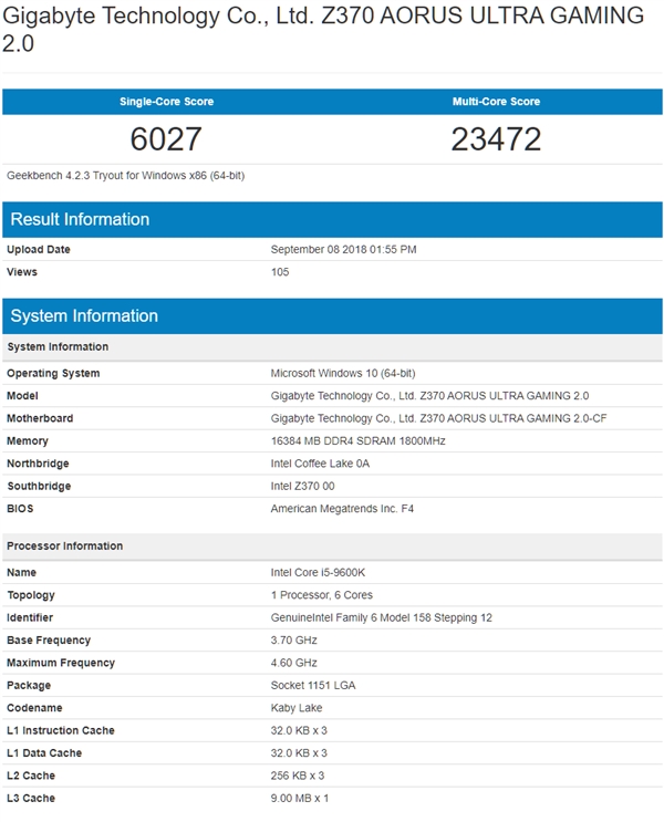 i9-9900K、i7-9700K、i5-9600K跑分曝光