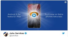 诺基亚6.1Plus迎来Android 9 Pie测试版更新
