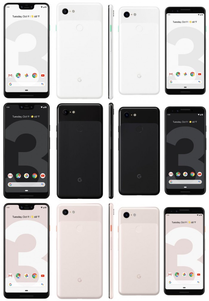 谷歌Pixel 3系列高清渲染图露面：粉色版本初亮相