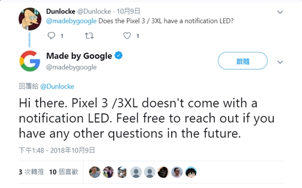 这售价Pixel 3系列设备不具备LED通知灯 引网友狂吐槽