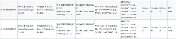 华为新机亮相国家3C认证库，荣耀V20？