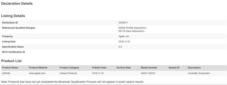 全新AirPods设备正式通过蓝牙SIG认证！