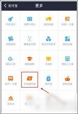 支付宝APP充值羊城通的操作流程