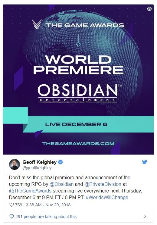 黑曜石将推新款RPG游戏：画风喜人