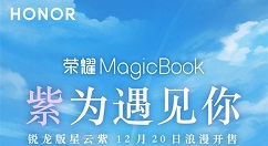 荣耀MagicBook锐龙版星云紫已接受预定：4599元