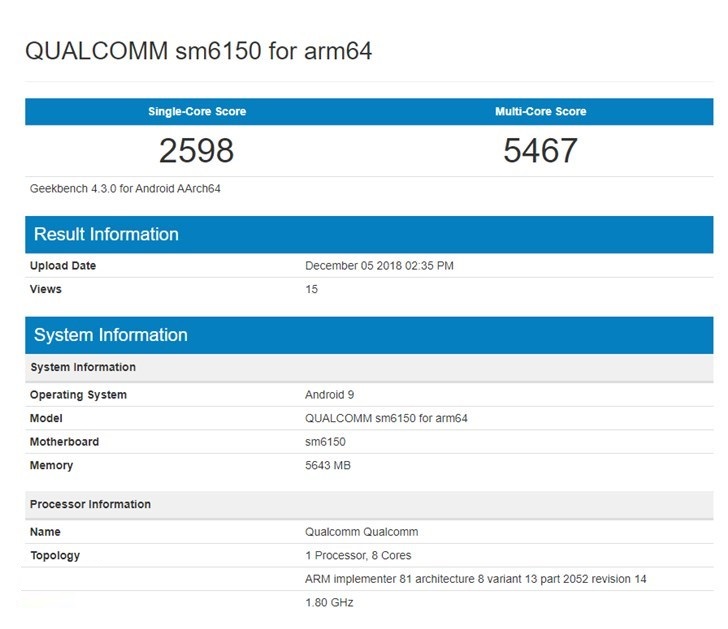 骁龙6150亮相GeekBench：多核5467分