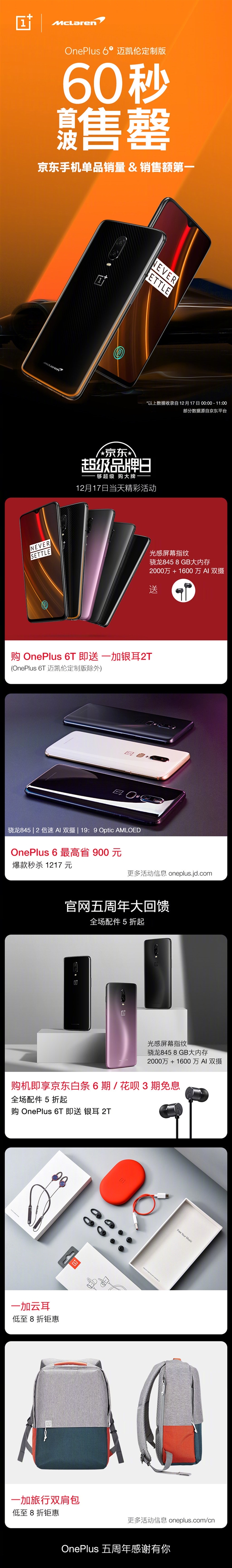 一加6T迈凯伦定制版首波仅用一分钟卖光