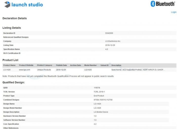 LG将面向中端市场带来型号是“LG-V426”的平板
