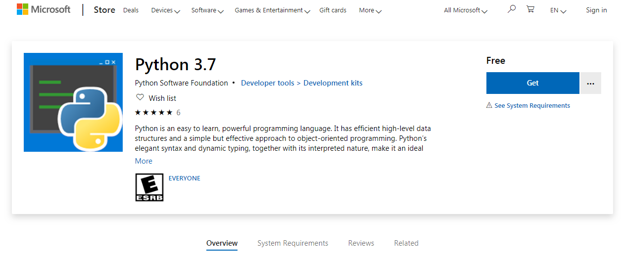 Python 3.7亮相微软商店，尚在评估阶段