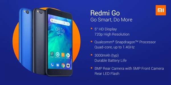 红米Redmi Go正式亮相海外：搭载Android Go