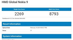 诺基亚9 PureView亮相GeekBench：搭载骁龙845