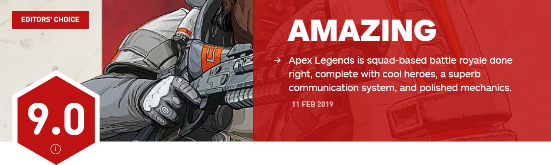 《Apex英雄》各平台评分出炉：IGN给出9.0分