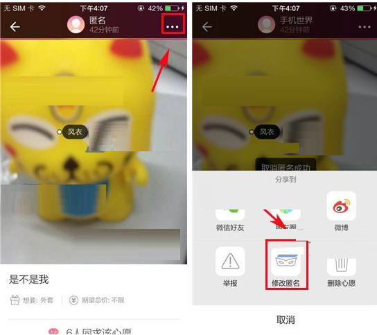 See更改匿名心愿的简单操作