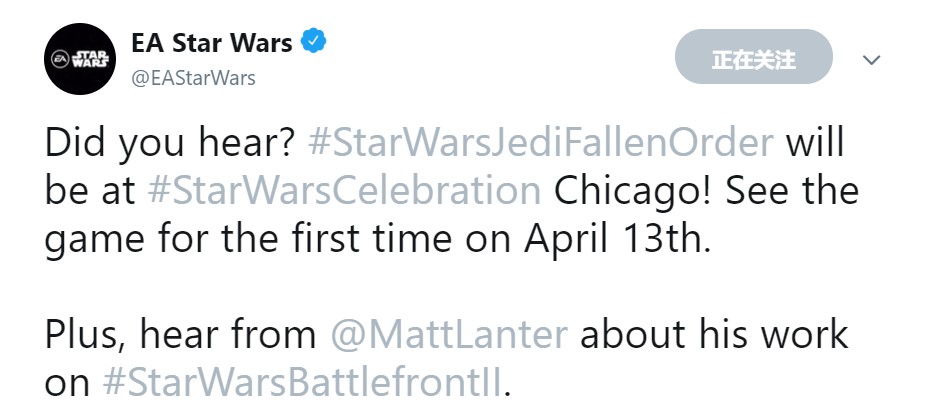 动作版《星战》会于4月13日正式公布！