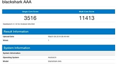 黑鲨游戏手机2代跑分出炉：单核3516、多核11413