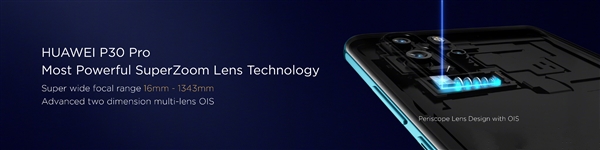 华为P30 Pro相机规格公开：潜望式10倍无损变焦