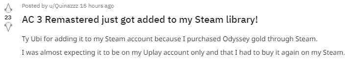 《刺客信条3：重制版》已亮相育碧商城：开启预售