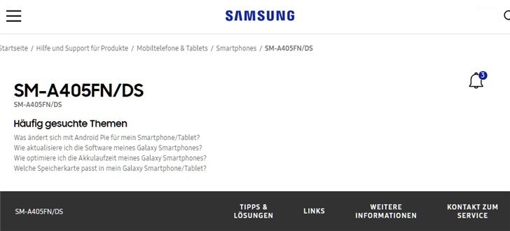 三星Galaxy A40亮相德国官网，或即将上线