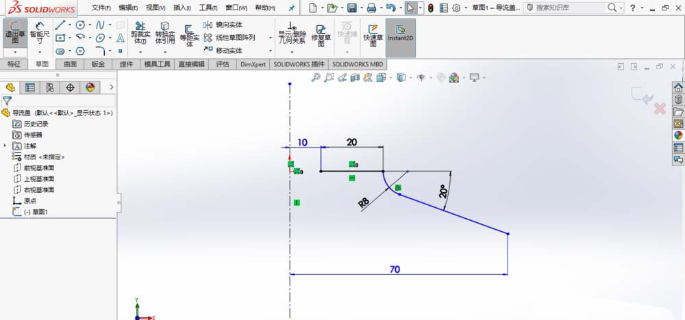 SolidWorks创建导流盖零件模型的详细操作