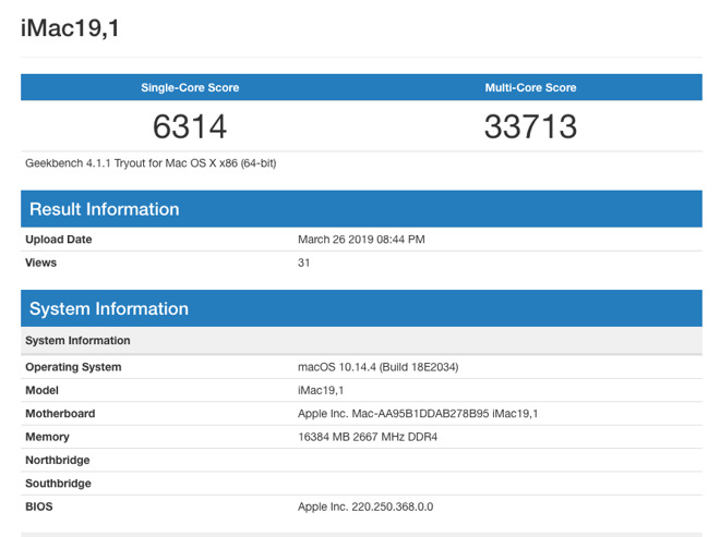 新款高配 iMac 5K疑似现身Geekbench