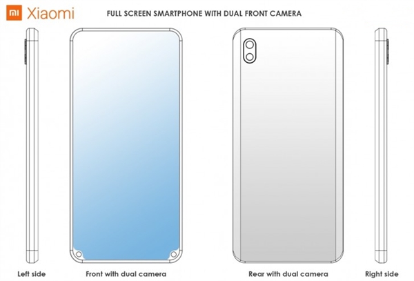 小米新专利公开：前置双摄的全面屏手机方案