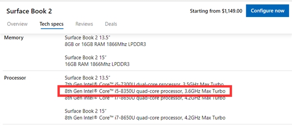 新版Surface Book 2上线：配i5-8350U处理器