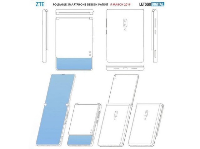 中兴旗下折叠屏手机专利：如同翻盖设计