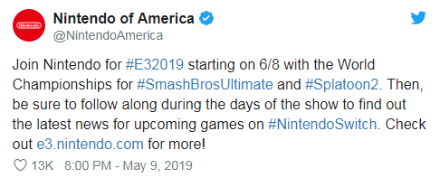 任天堂称Nintendo Direct会于6月11日召开
