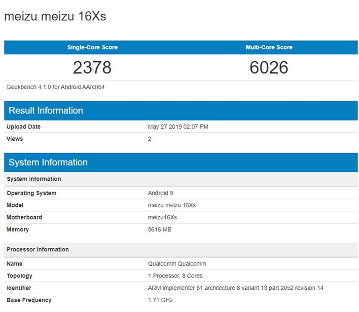 魅族16Xs出现在GeekBench：可靠性更高