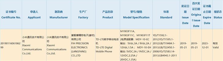 小米新设备获3C认证：三个型号