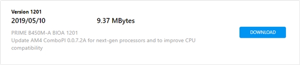华硕向B450M-A主板送出version 1201 BIOS更新
