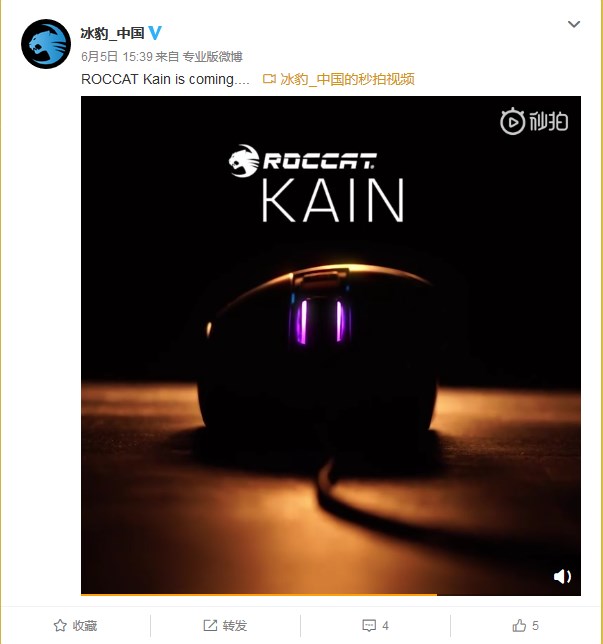 冰豹ROCCAT Kain鼠标将至：右手不对称设计