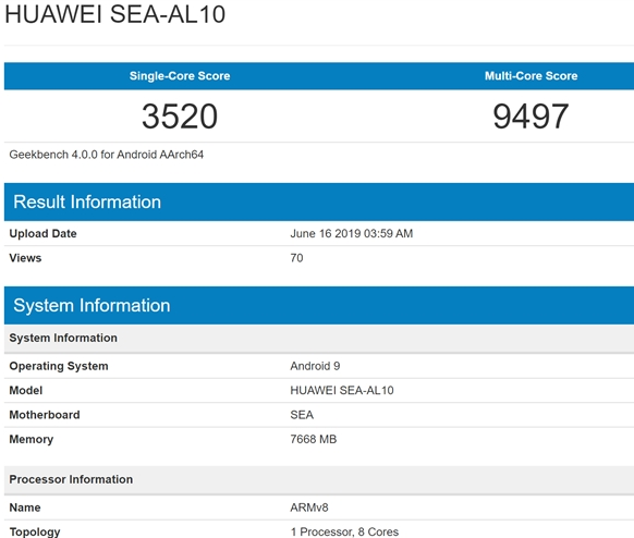华为nova 5 Pro登录GB4跑分：配置不虚！